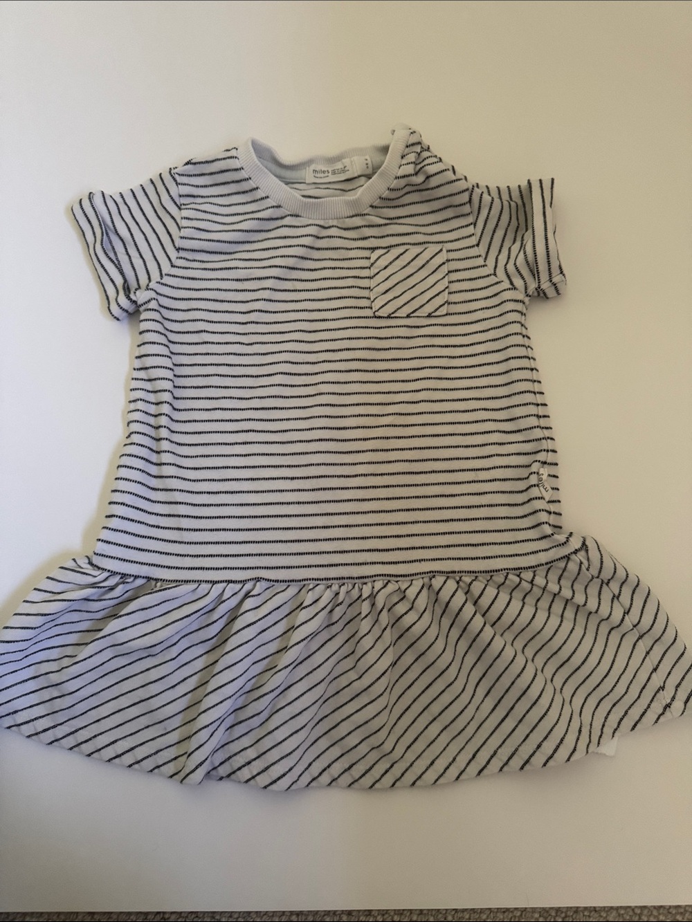 Miles navy and white stripe dress 18mo girl EUC